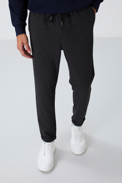 Tommylife Wholesale Standard Fit Men's Sweatpants 82154 Anthracite Melange - Thumbnail