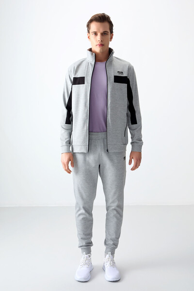 Tommylife Wholesale Standard Fit Men's Tracksuit Set 85248 Gray Melange - Thumbnail