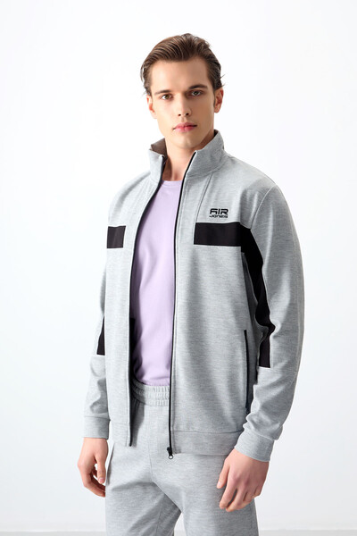 Tommylife Wholesale Standard Fit Men's Tracksuit Set 85248 Gray Melange - Thumbnail