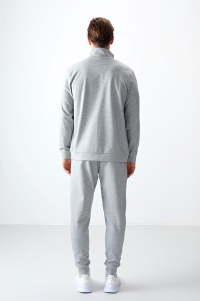 Tommylife Wholesale Standard Fit Men's Tracksuit Set 85248 Gray Melange - Thumbnail