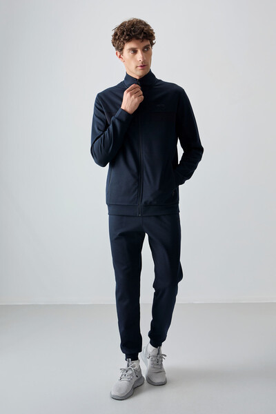 Tommylife Wholesale Standard Fit Men's Tracksuit Set 85248 Navy Blue - Thumbnail