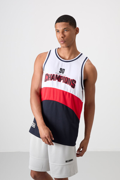 Tommylife Wholesale Standard Fit Printed Men's Basketball Jersey 88395 Navy Blue - Thumbnail
