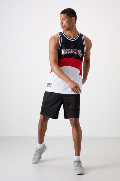 Tommylife Wholesale Standard Fit Printed Men's Basketball Jersey 88395 White - Thumbnail