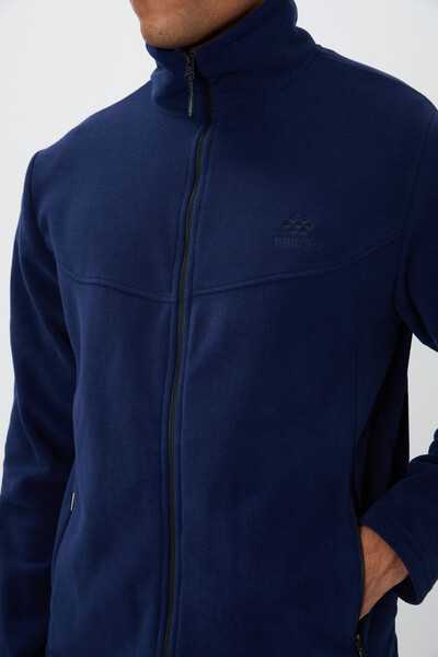 Tommylife Wholesale Standard Fit Stand Collar Zip-Up Men's Fleece Tracksuit Set 85193 Indigo - 7