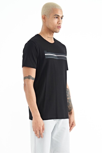 Tommylife Wholesale Stew Crew Neck Standard Fit Printed Men's T-Shirt 88229 Black - Thumbnail