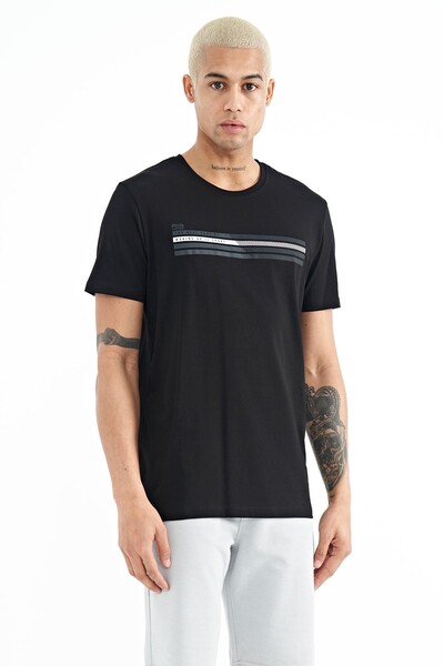 Tommylife Wholesale Stew Crew Neck Standard Fit Printed Men's T-Shirt 88229 Black - Thumbnail