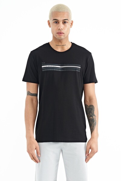 Tommylife Wholesale Stew Crew Neck Standard Fit Printed Men's T-Shirt 88229 Black - Thumbnail