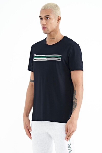 Tommylife Wholesale Stew Crew Neck Standard Fit Printed Men's T-Shirt 88229 Navy Blue - Thumbnail