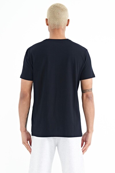 Tommylife Wholesale Stew Crew Neck Standard Fit Printed Men's T-Shirt 88229 Navy Blue - Thumbnail