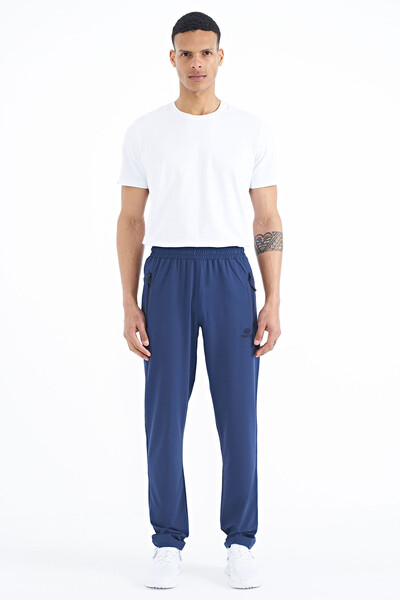 Tommylife Wholesale Straight Leg Standard Fit Three-Pocket Men's Sweatpants 84768 Indigo - Thumbnail