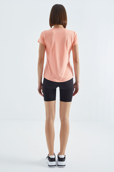 Tommylife Wholesale Taupe Basic Short Sleeve Standard Mold V Collar Women's T-shirt - 97145 - Thumbnail