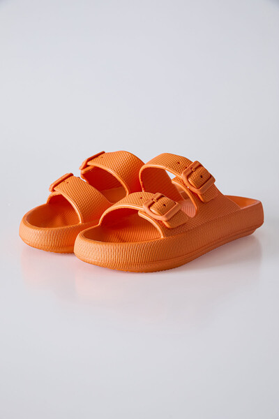 Tommylife Wholesale Thick Sole Eva Men's Slipper 89302 Orange - Thumbnail