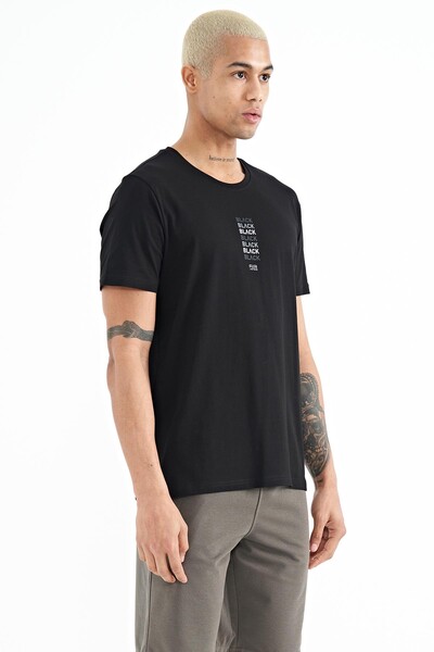 Tommylife Wholesale Tylor Crew Neck Standard Fit Printed Men's T-Shirt 88227 Black - Thumbnail