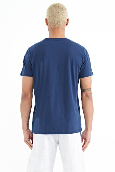 Tommylife Wholesale Tylor Crew Neck Standard Fit Printed Men's T-Shirt 88227 Indigo - Thumbnail