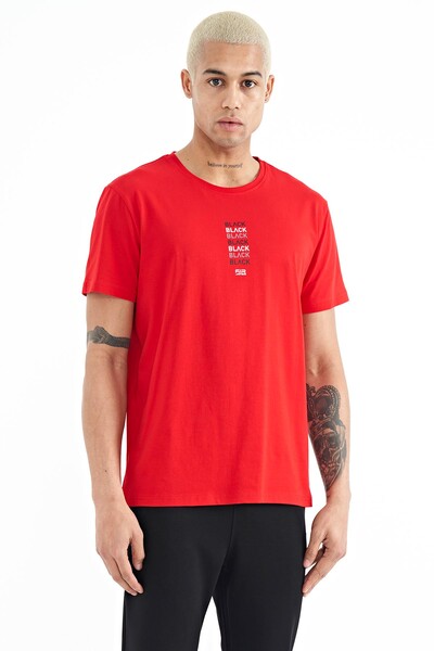 Tommylife Wholesale Tylor Crew Neck Standard Fit Printed Men's T-Shirt 88227 Red - Thumbnail