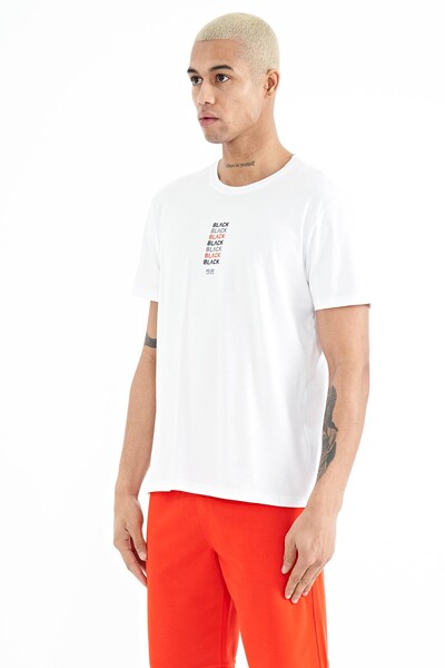 Tommylife Wholesale Tylor Crew Neck Standard Fit Printed Men's T-Shirt 88227 White - Thumbnail