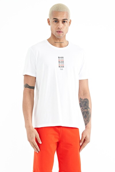 Tommylife Wholesale Tylor Crew Neck Standard Fit Printed Men's T-Shirt 88227 White - Thumbnail