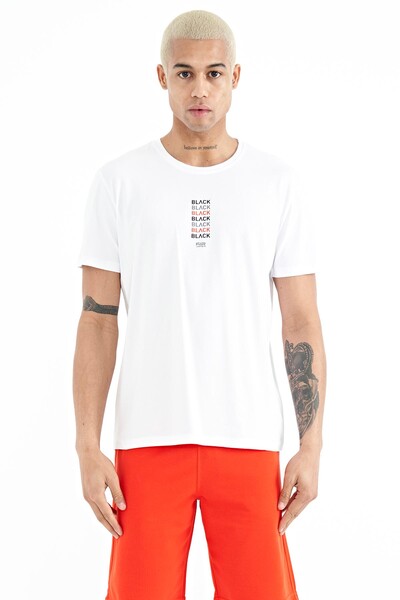 Tommylife Wholesale Tylor Crew Neck Standard Fit Printed Men's T-Shirt 88227 White - Thumbnail