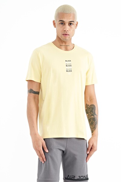 Tommylife Wholesale Tylor Crew Neck Standard Fit Printed Men's T-Shirt 88227 Yellow - Thumbnail