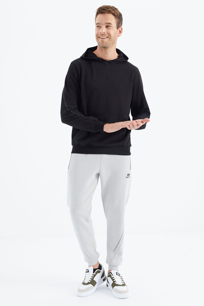 Tommylife Wholesale Ulrich Hooded Comfort Fit Basic Men's Sweatshirt 88311 Black - Thumbnail