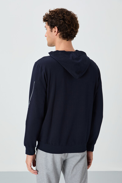 Tommylife Wholesale Ulrich Hooded Comfort Fit Basic Men's Sweatshirt 88311 Indigo - Thumbnail