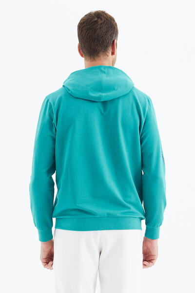 Tommylife Wholesale Ulrich Hooded Comfort Fit Basic Men's Sweatshirt 88311 Sea Green - Thumbnail