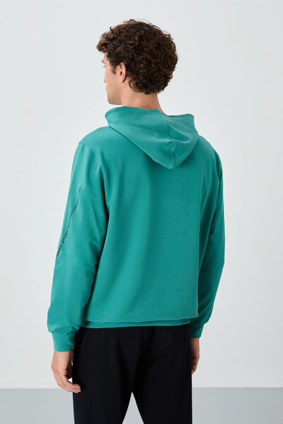 Tommylife Wholesale Ulrich Hooded Comfort Fit Basic Men's Sweatshirt 88311 Sea Green - Thumbnail