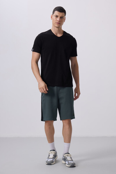 Tommylife Wholesale V Neck Standard Fit Basic Men's T-Shirt 87912 Black - Thumbnail