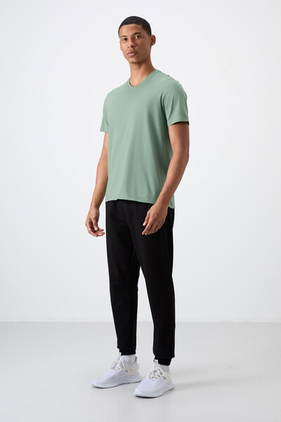 Tommylife Wholesale V Neck Standard Fit Basic Men's T-Shirt 87912 Cactus - Thumbnail