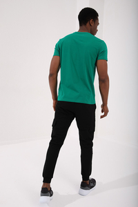 Tommylife Wholesale V Neck Standard Fit Basic Men's T-Shirt 87912 Dark Green - Thumbnail