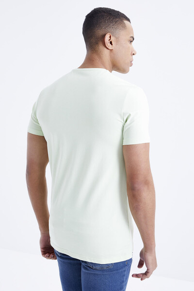 Tommylife Wholesale V Neck Standard Fit Basic Men's T-Shirt 87912 Light Green - Thumbnail