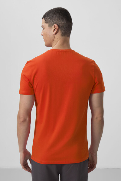 Tommylife Wholesale V Neck Standard Fit Basic Men's T-Shirt 87912 Orange - Thumbnail