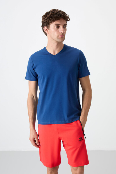 Tommylife Wholesale V Neck Standard Fit Basic Men's T-Shirt 87912 Parliament - Thumbnail