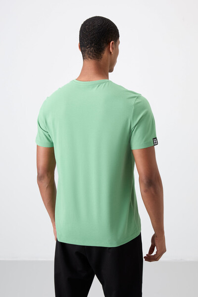Tommylife Wholesale V Neck Standard Fit Basic Men's T-Shirt 87912 Pastel Green - Thumbnail