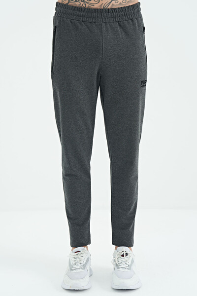 Tommylife Wholesale Victor Standard Fit Skinny Leg Men's Sweatpants 84911 Anthracite Melange - Thumbnail