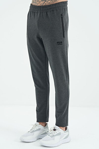 Tommylife Wholesale Victor Standard Fit Skinny Leg Men's Sweatpants 84911 Anthracite Melange - Thumbnail