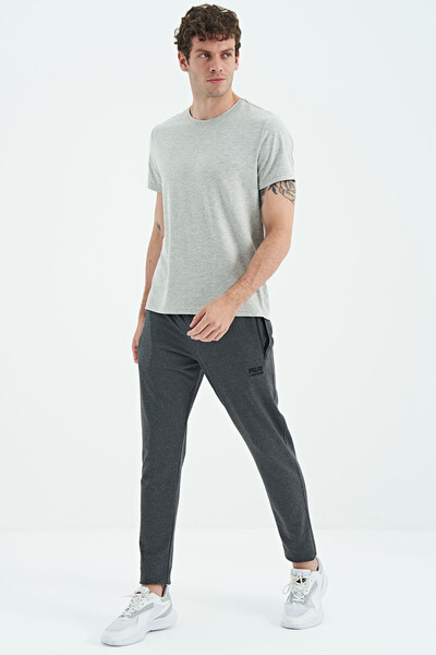 Tommylife Wholesale Victor Standard Fit Skinny Leg Men's Sweatpants 84911 Anthracite Melange - Thumbnail