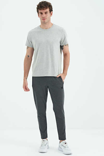 Tommylife Wholesale Victor Standard Fit Skinny Leg Men's Sweatpants 84911 Anthracite Melange - Thumbnail