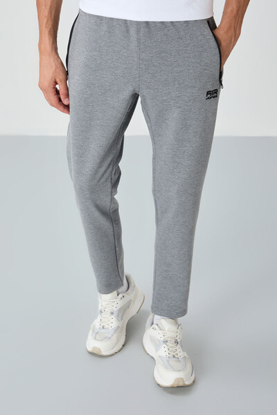 Tommylife Wholesale Victor Standard Fit Skinny Leg Men's Sweatpants 84911 Gray Melange - Thumbnail