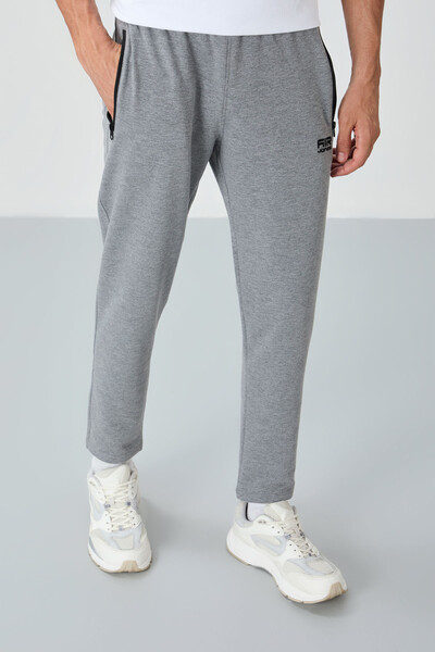 Tommylife Wholesale Victor Standard Fit Skinny Leg Men's Sweatpants 84911 Gray Melange - Thumbnail