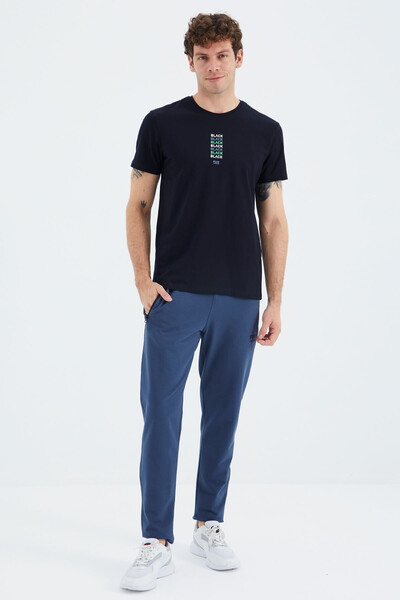 Tommylife Wholesale Victor Standard Fit Skinny Leg Men's Sweatpants 84911 Petrol Blue - Thumbnail