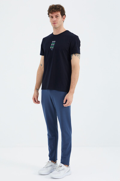 Tommylife Wholesale Victor Standard Fit Skinny Leg Men's Sweatpants 84911 Petrol Blue - Thumbnail