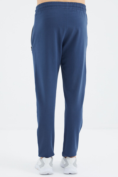 Tommylife Wholesale Victor Standard Fit Skinny Leg Men's Sweatpants 84911 Petrol Blue - Thumbnail