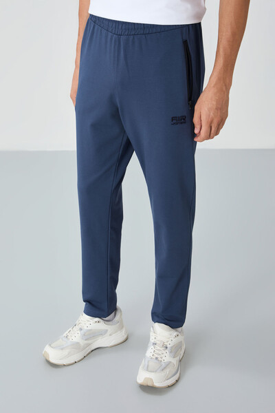 Tommylife Wholesale Victor Standard Fit Skinny Leg Men's Sweatpants 84911 Petrol Blue - Thumbnail