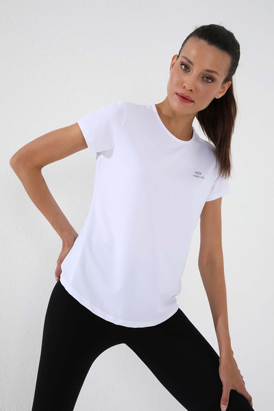 Tommylife Wholesale White Basic Short Sleeve Bike Collar Women's T-shirt - 97144 - Thumbnail