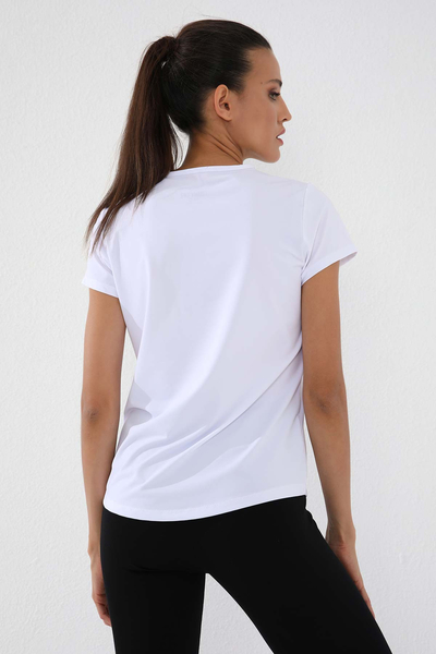 Tommylife Wholesale White Basic Short Sleeve Bike Collar Women's T-shirt - 97144 - Thumbnail