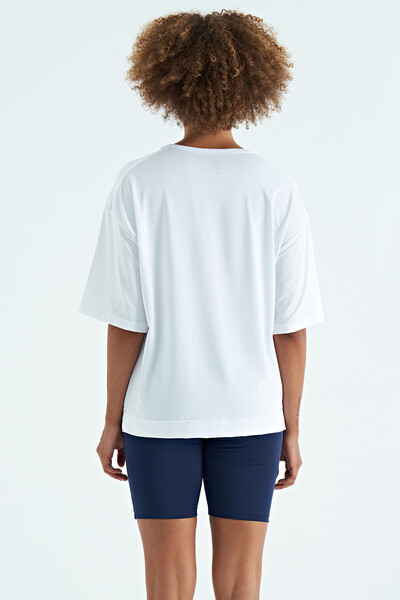Tommylife Wholesale White Crew Neck Oversize Women's T-Shirt - 97263 - Thumbnail