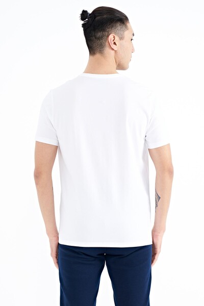 Tommylife Wholesale White Crew Neck Standard Fit Men's T-Shirt - 88187 - Thumbnail