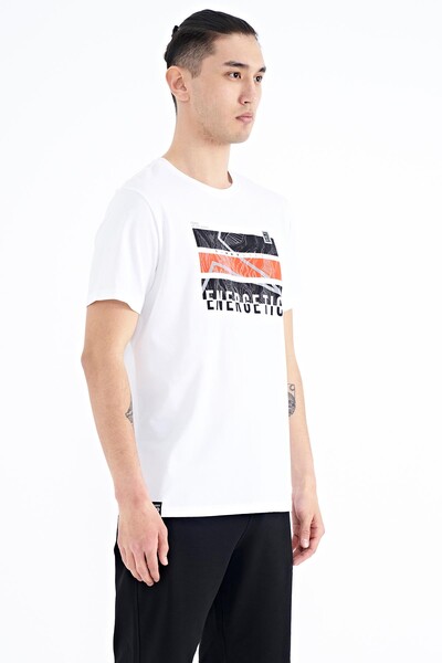 Tommylife Wholesale White Crew Neck Standard Fit Men's T-shirt - 88201 - Thumbnail