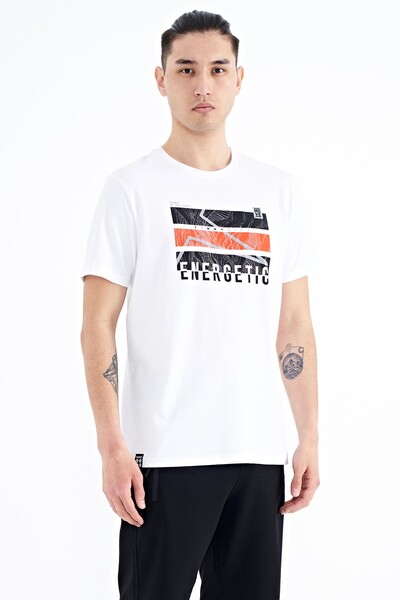 Tommylife Wholesale White Crew Neck Standard Fit Men's T-shirt - 88201 - Thumbnail